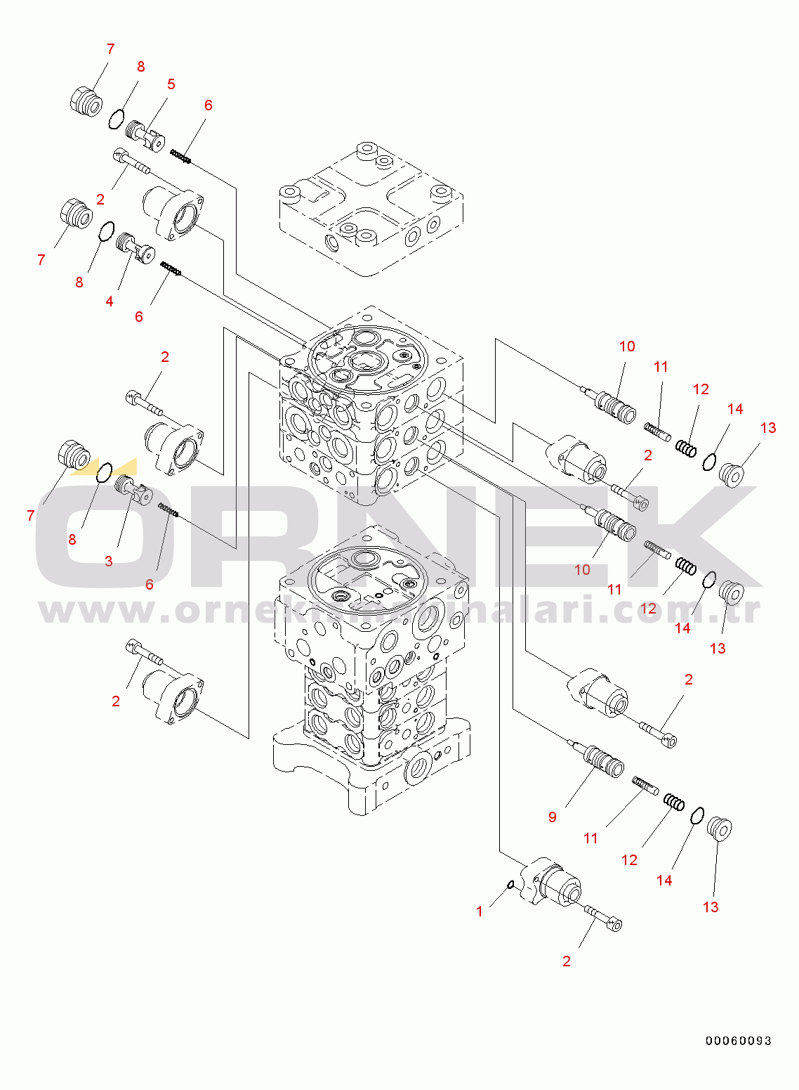 Komatsu PC130-8 S/N C30001-UP Main Control Valve(#C30001-)