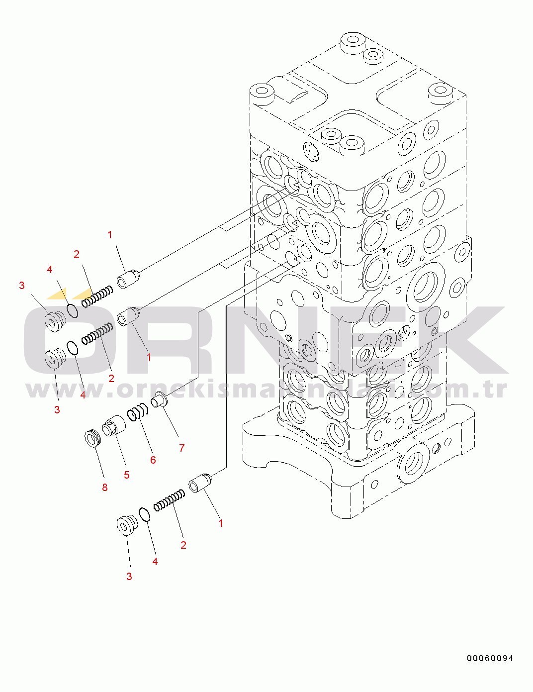 Komatsu PC130-8 S/N C30001-UP Main Control Valve(#C30001-)