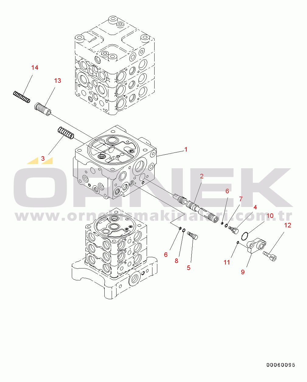Komatsu PC130-8 S/N C30001-UP Main Control Valve(#C30001-)