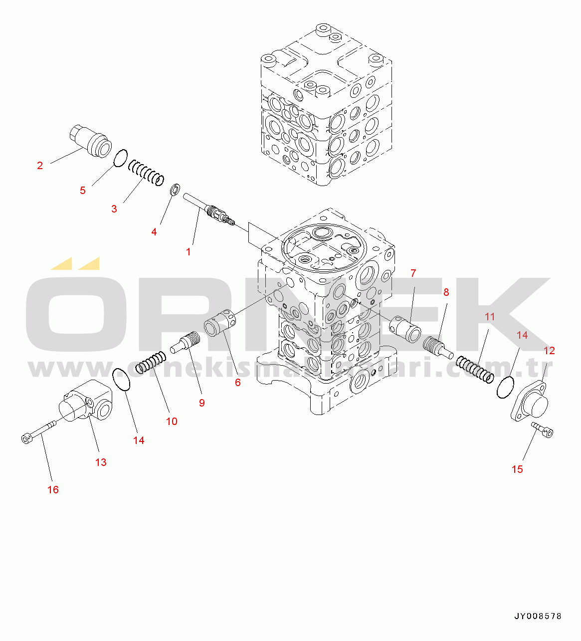 Komatsu PC130-8 S/N C30001-UP Main Control Valve(#C30001-)
