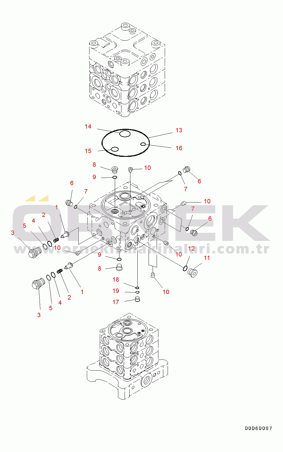 Komatsu PC130-8 S/N C30001-UP Main Control Valve(#C30001-)