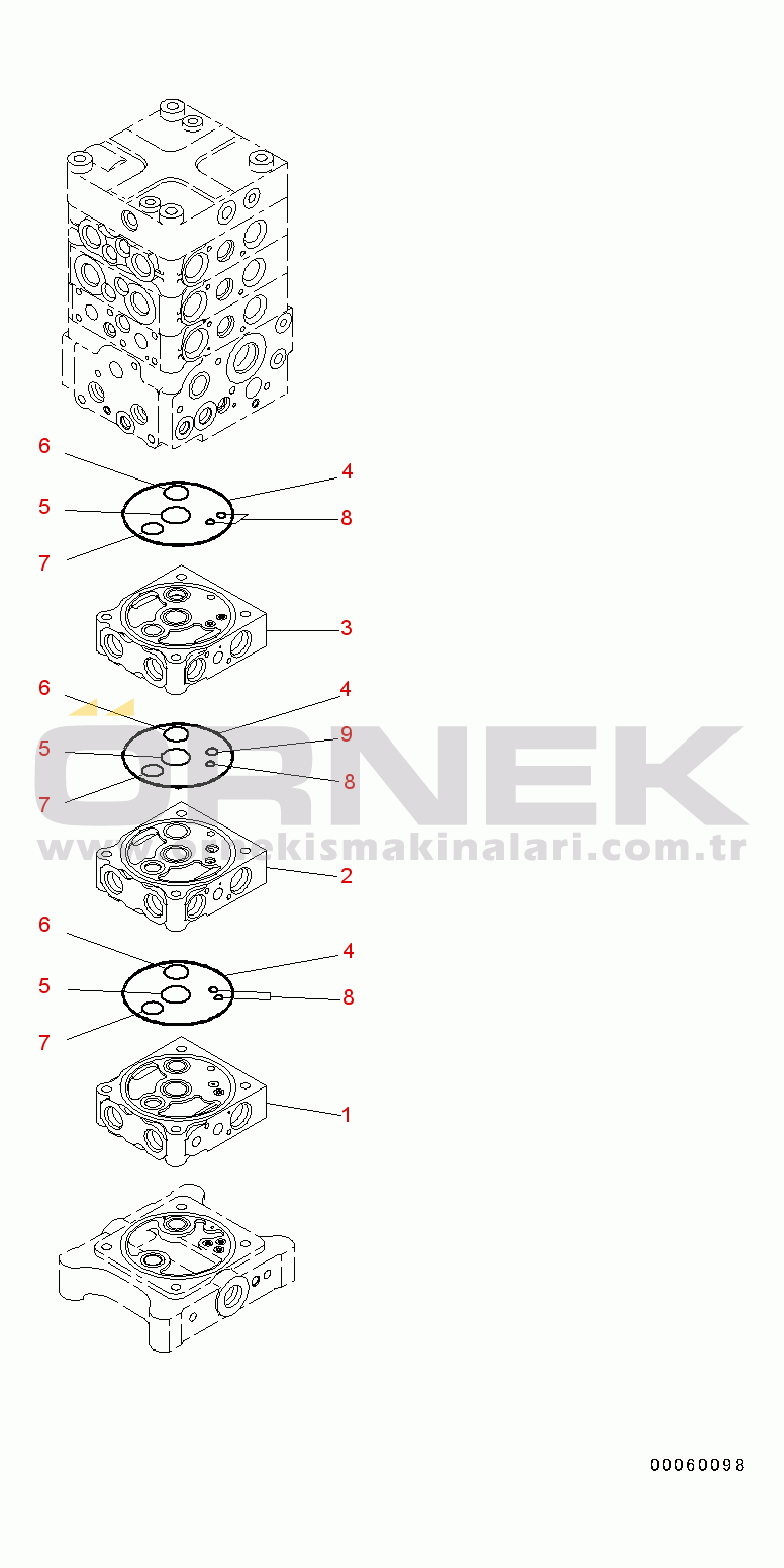 Komatsu PC130-8 S/N C30001-UP Main Control Valve(#C30001-)
