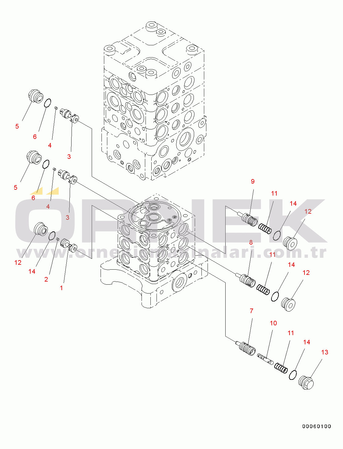 Komatsu PC130-8 S/N C30001-UP Main Control Valve(#C30001-)