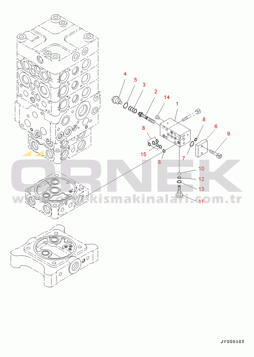 Komatsu PC130-8 S/N C30001-UP Main Control Valve(#C30001-)
