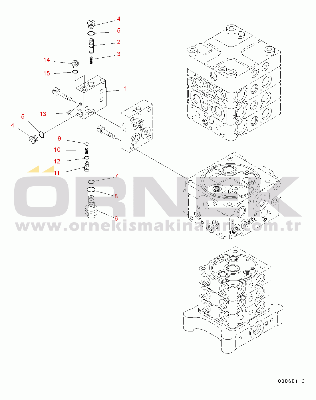 Komatsu PC130-8 S/N C30001-UP Main Control Valve(#C30001-)