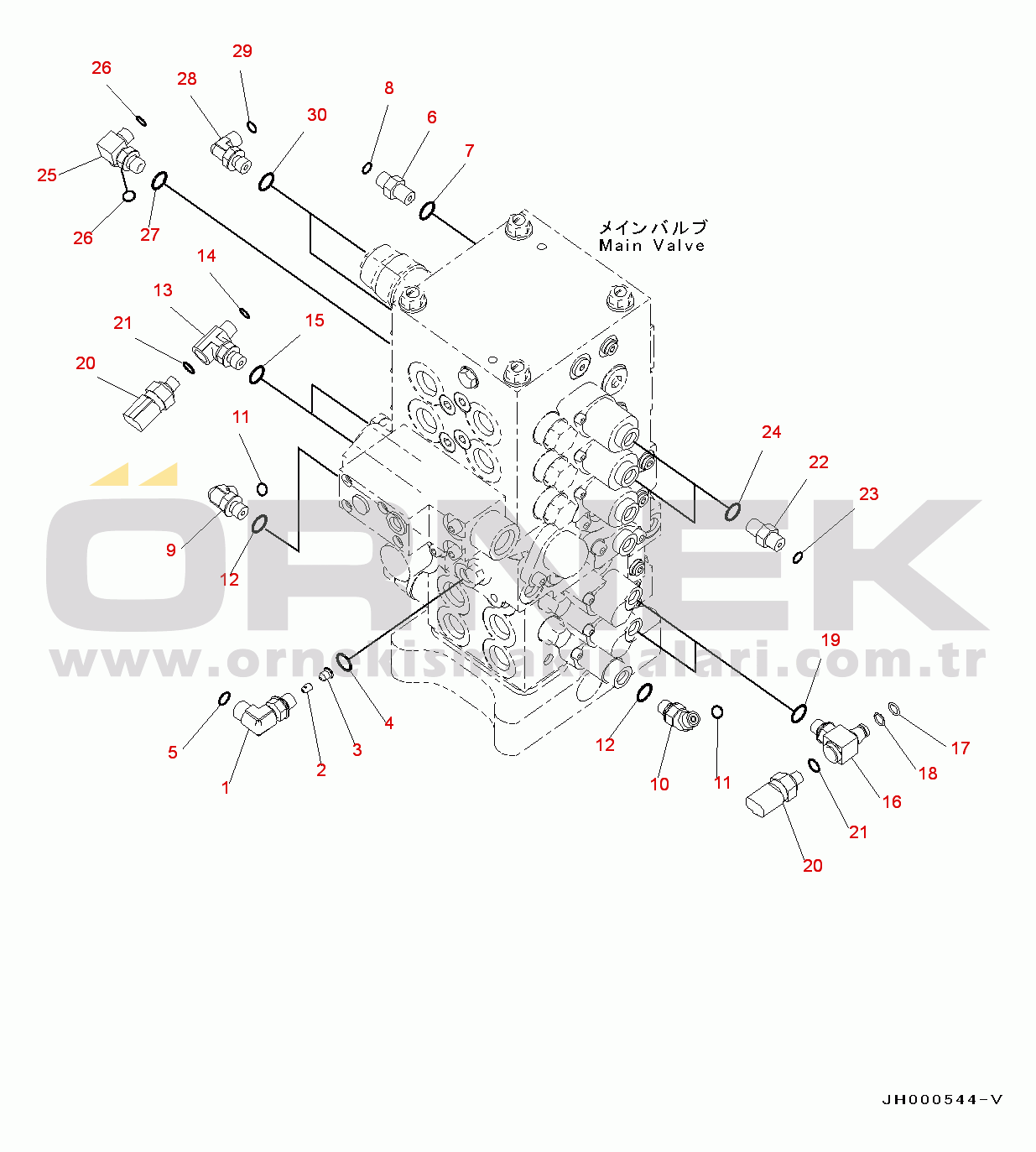 Komatsu PC130-8 S/N C30001-UP Main Control Valve(#C30001-)