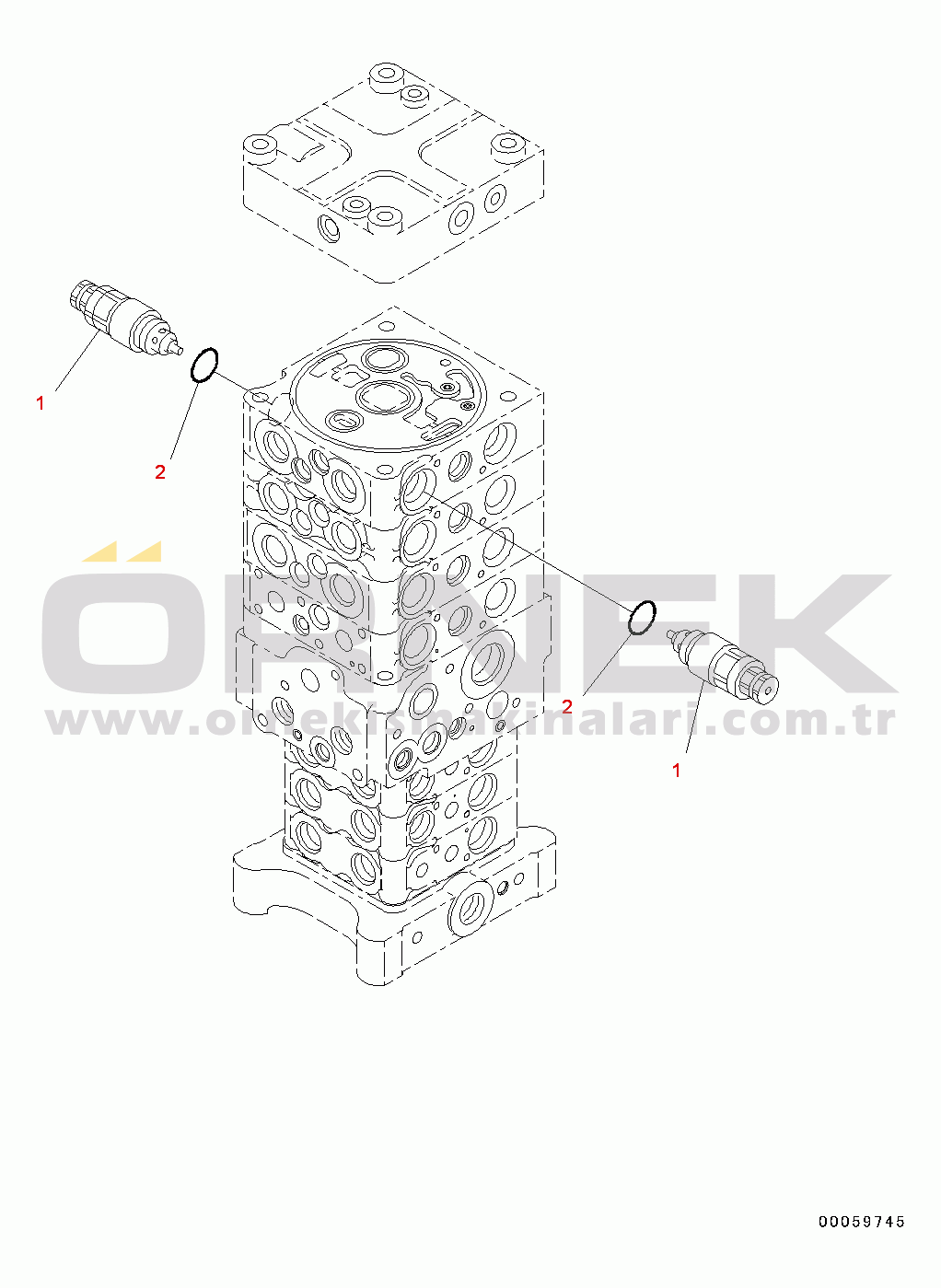Komatsu PC130-8 S/N C30001-UP Main Control Valve With Service Valve, 1-actuator(#C30001-)