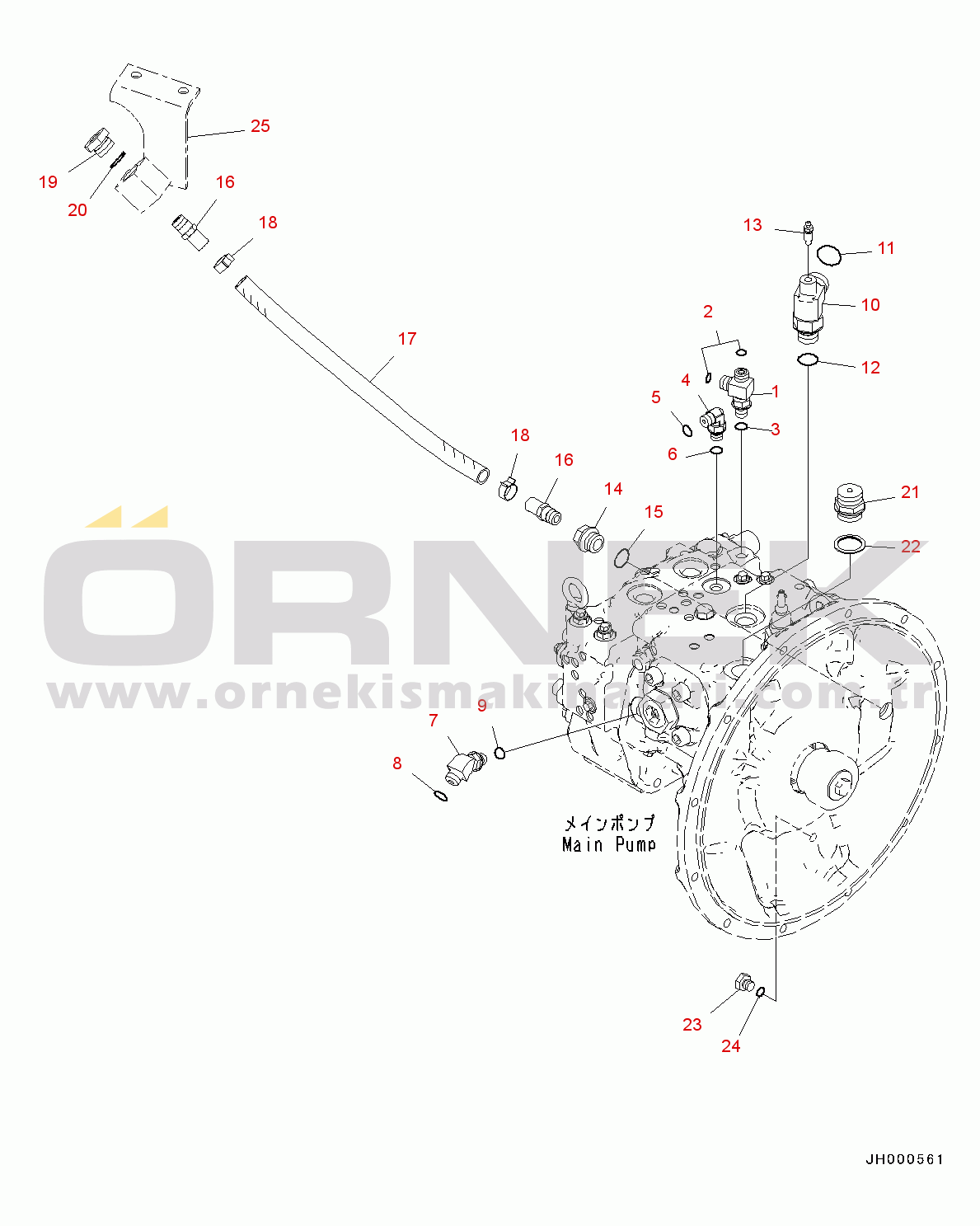 Komatsu PC130-8 S/N C30001-UP Main Piston Pump, 1-actuator(#C30001-)