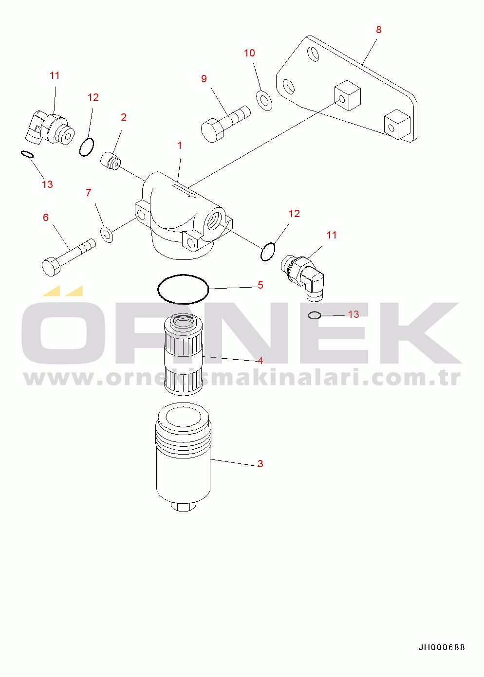 Komatsu PC130-8 S/N C30001-UP Solenoid Valve Circuit, 1-actuator(#C30001-)