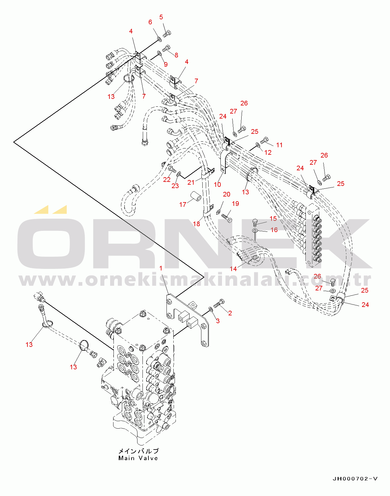 Komatsu PC130-8 S/N C30001-UP Proportional Pressure Control (PPC) Valve Circuit, 1-actuator(#C30001-)