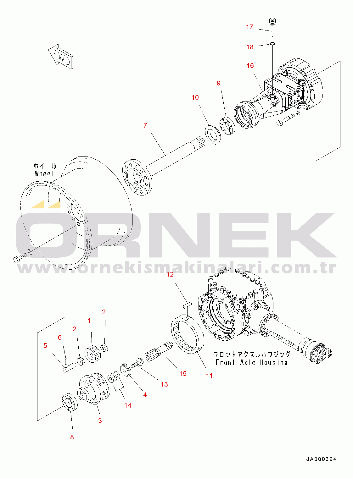 Komatsu WA200-6 S/N C10001-UP Front Axle Final Drive And Housing, LHS (#C10001-)