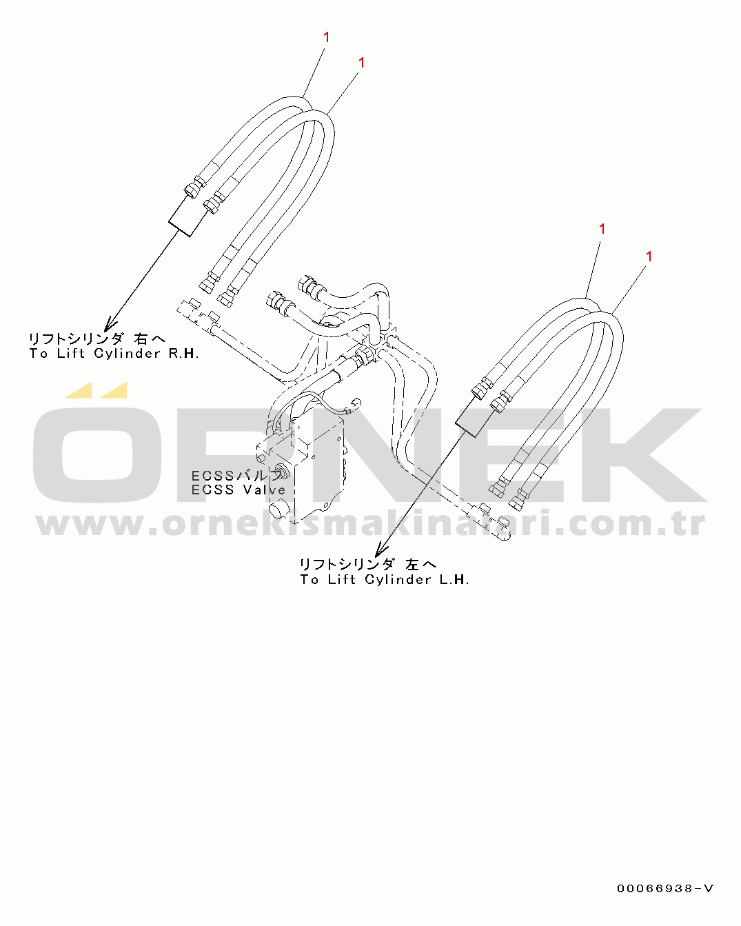 Komatsu WA200-6 S/N C10001-UP Hydraulic Circuit, With Electronic Controlled Suspension System (ECSS)  Lift Cylinder Piping (2/2) (#C10001-)