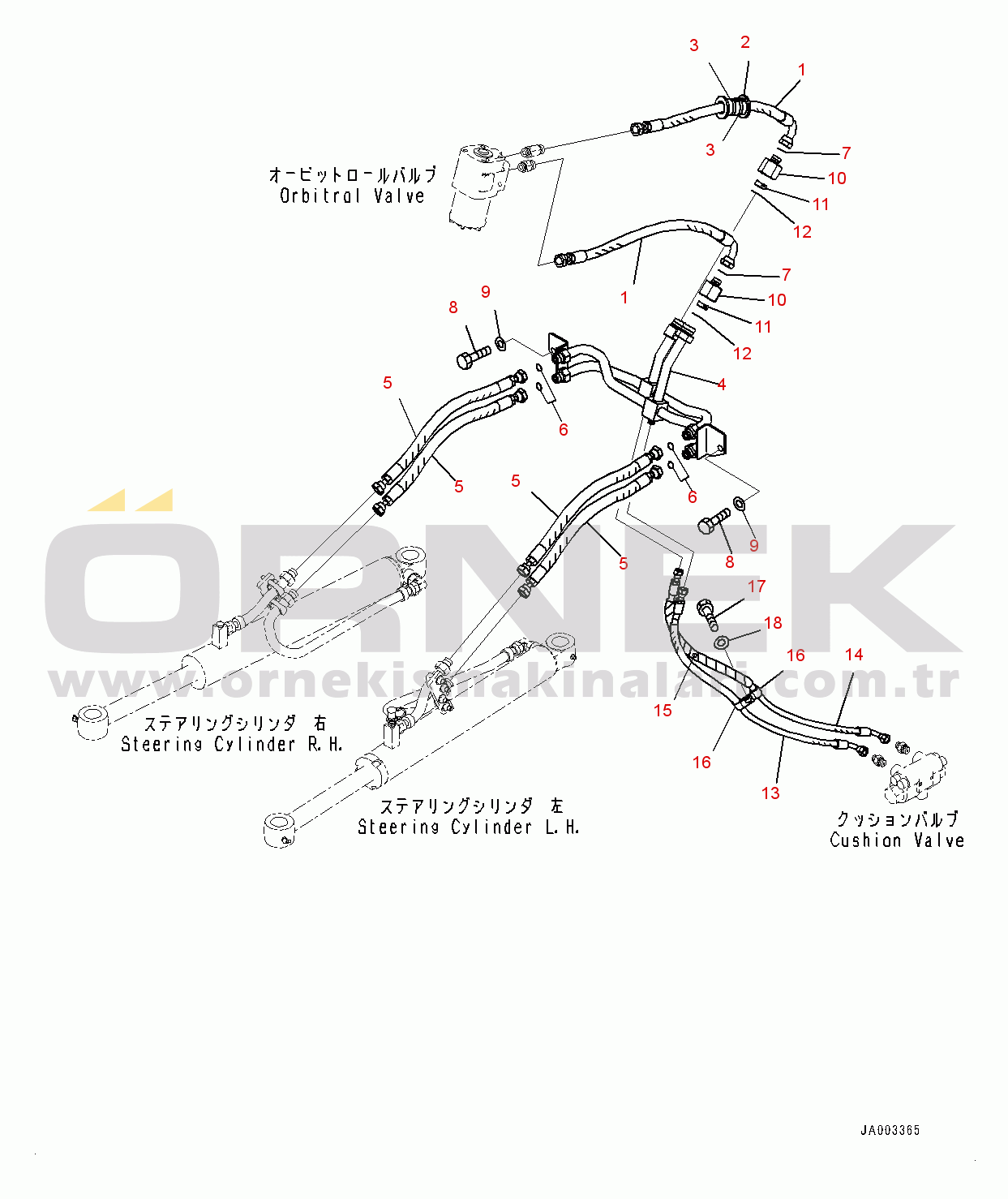 Komatsu WA200-6 S/N C10001-UP Steering Hydraulic Piping Circuit (#C10001-)