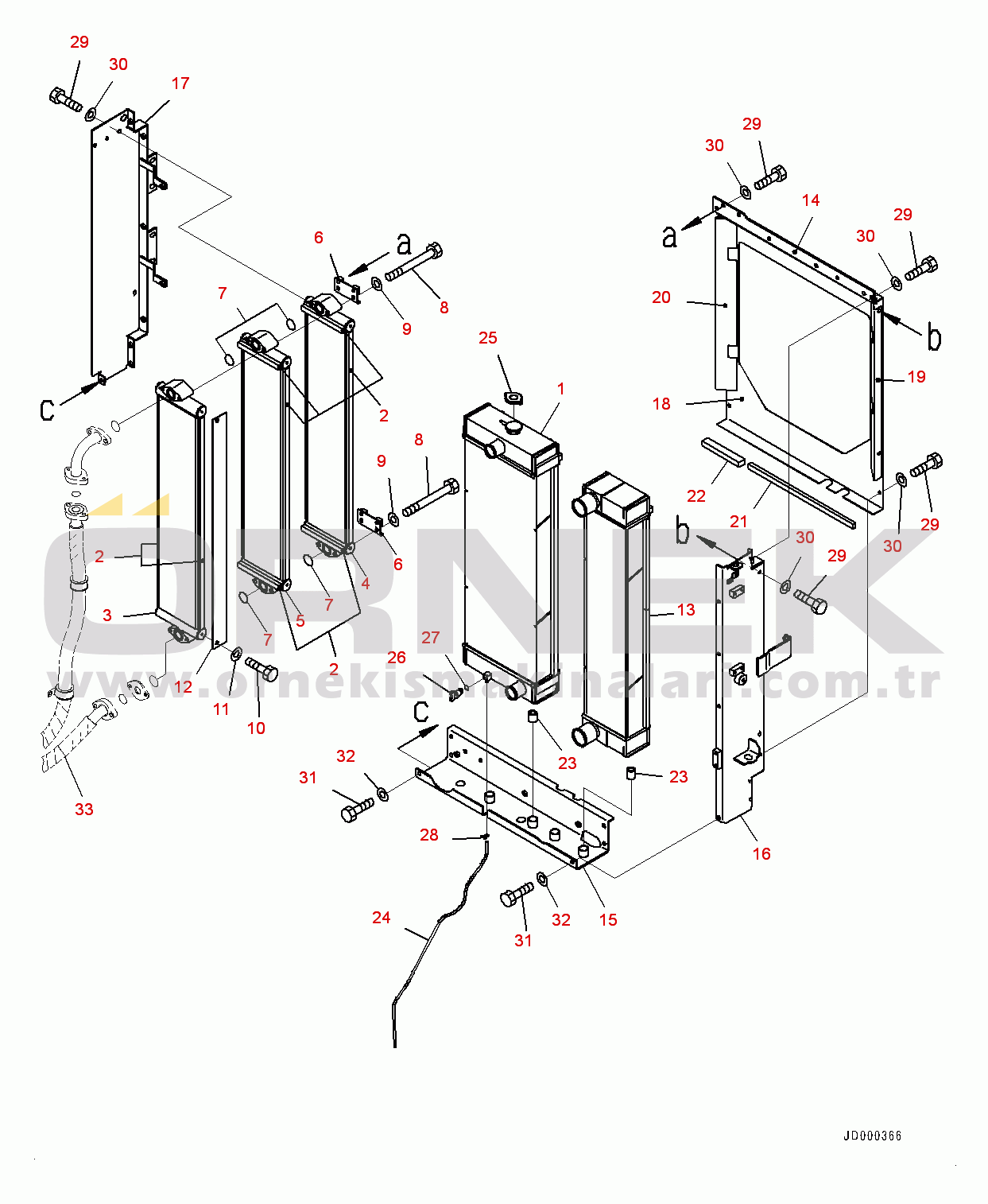 Komatsu WA320-6 S/N 70291-UP Radiator, Radiator, Aftercooler and Oil Cooler (#70291-)