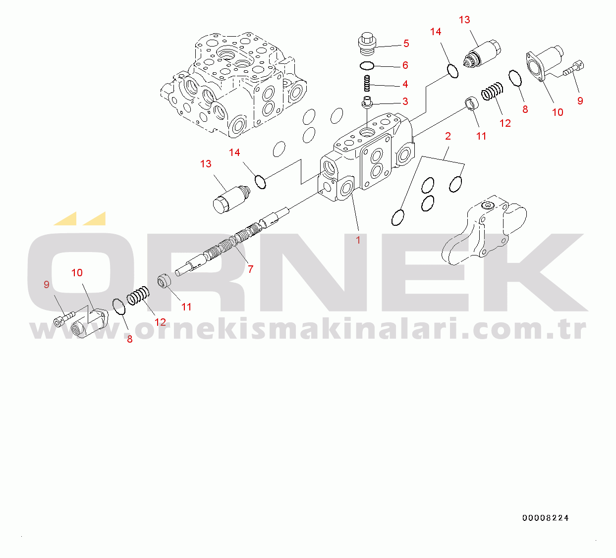 Komatsu WA320-6 S/N 70291-UP Hydraulic Control Valve, 3-valve (2/3) (#70291-)