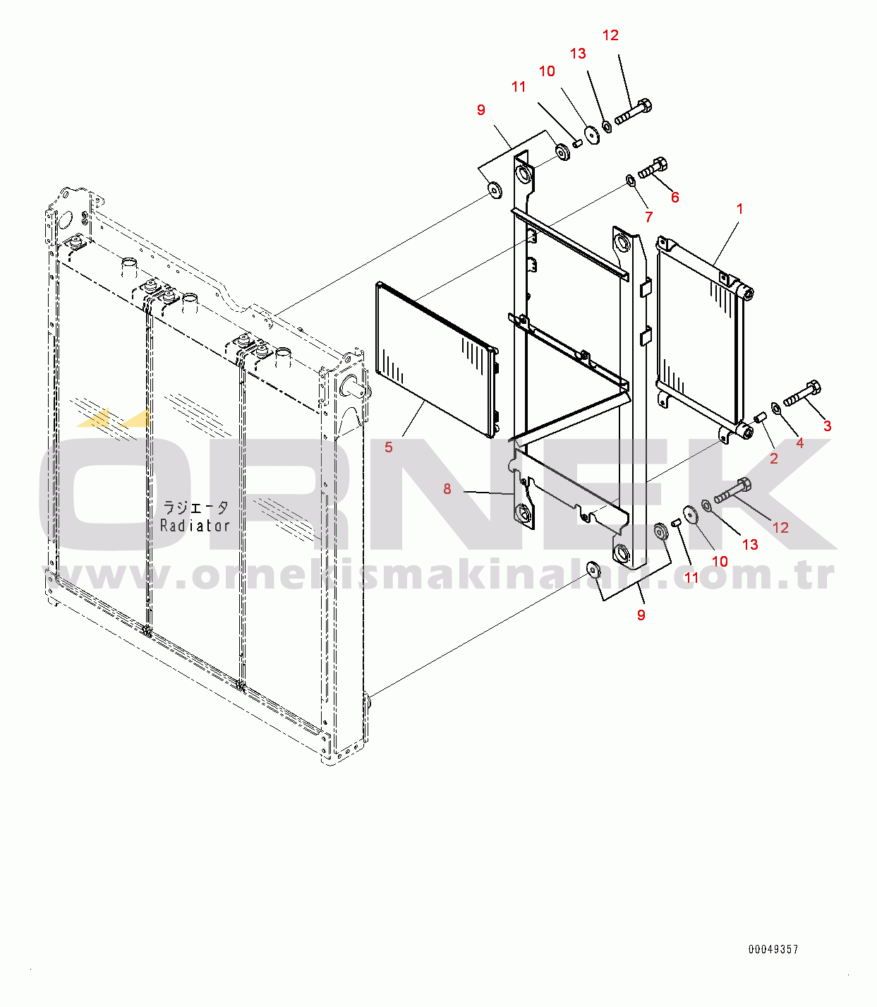 Komatsu D375A-6 S/N 60001-UP Radiator Guard, Hydraulic Oil Cooler and Condenser (#60001-)