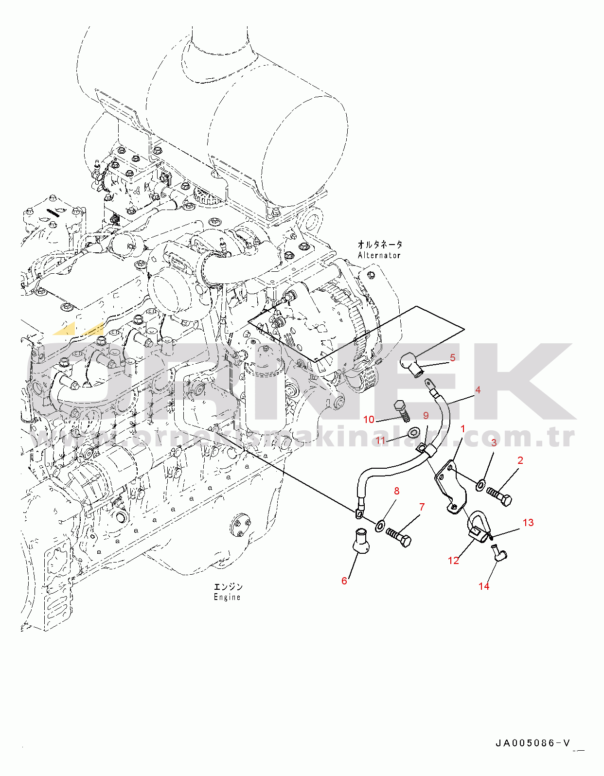 Komatsu WA380-6 S/N 65949-UP Engine Related Parts, Alternator Cable (#65949-)