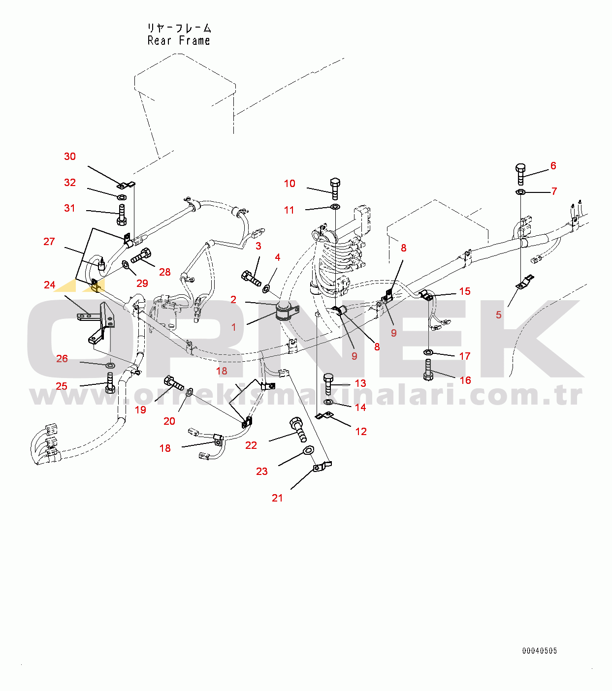 Komatsu WA380-6 S/N 65949-UP Rear Wiring Harness, Mounting Parts (2/4) (#65949-)