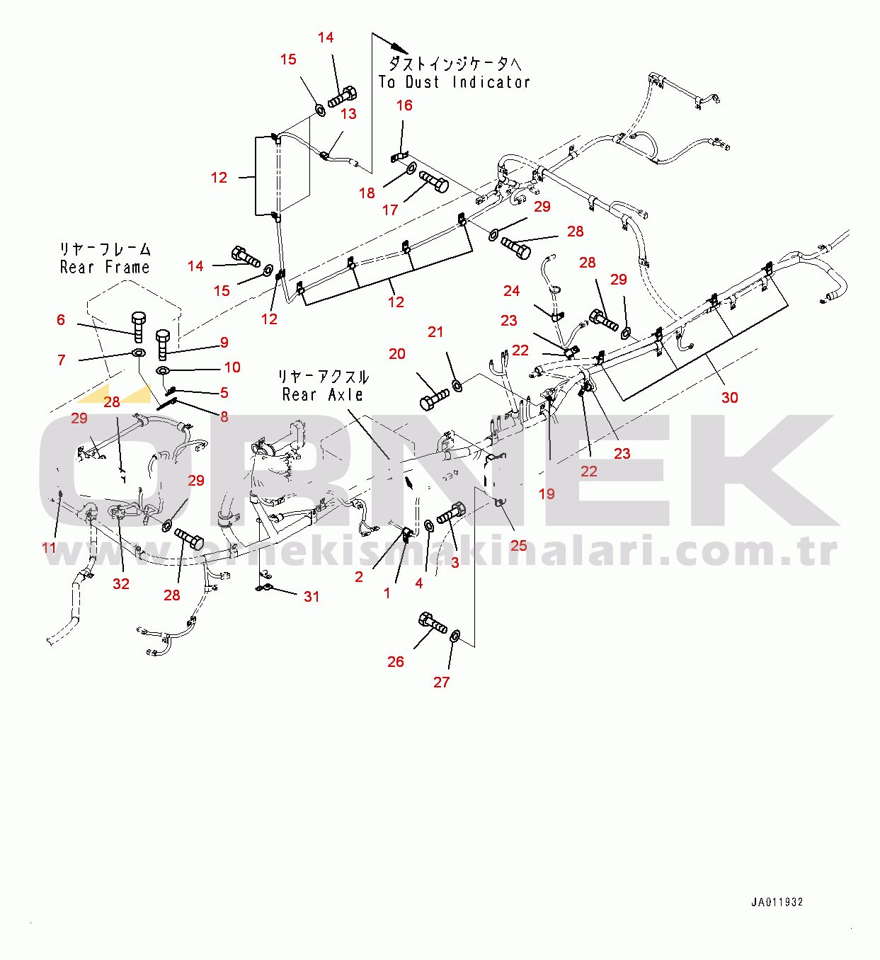 Komatsu WA380-6 S/N 65949-UP Rear Wiring Harness, Mounting Parts (4/4) (#65949-)