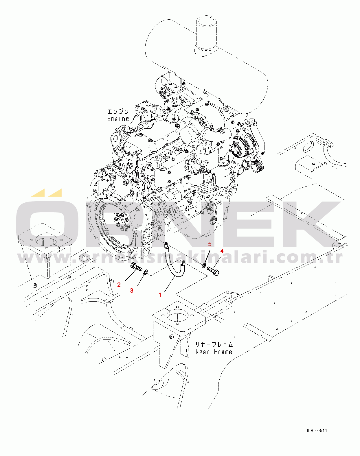 Komatsu WA380-6 S/N 65949-UP Rear Wiring Harness, Ground (#65949-)