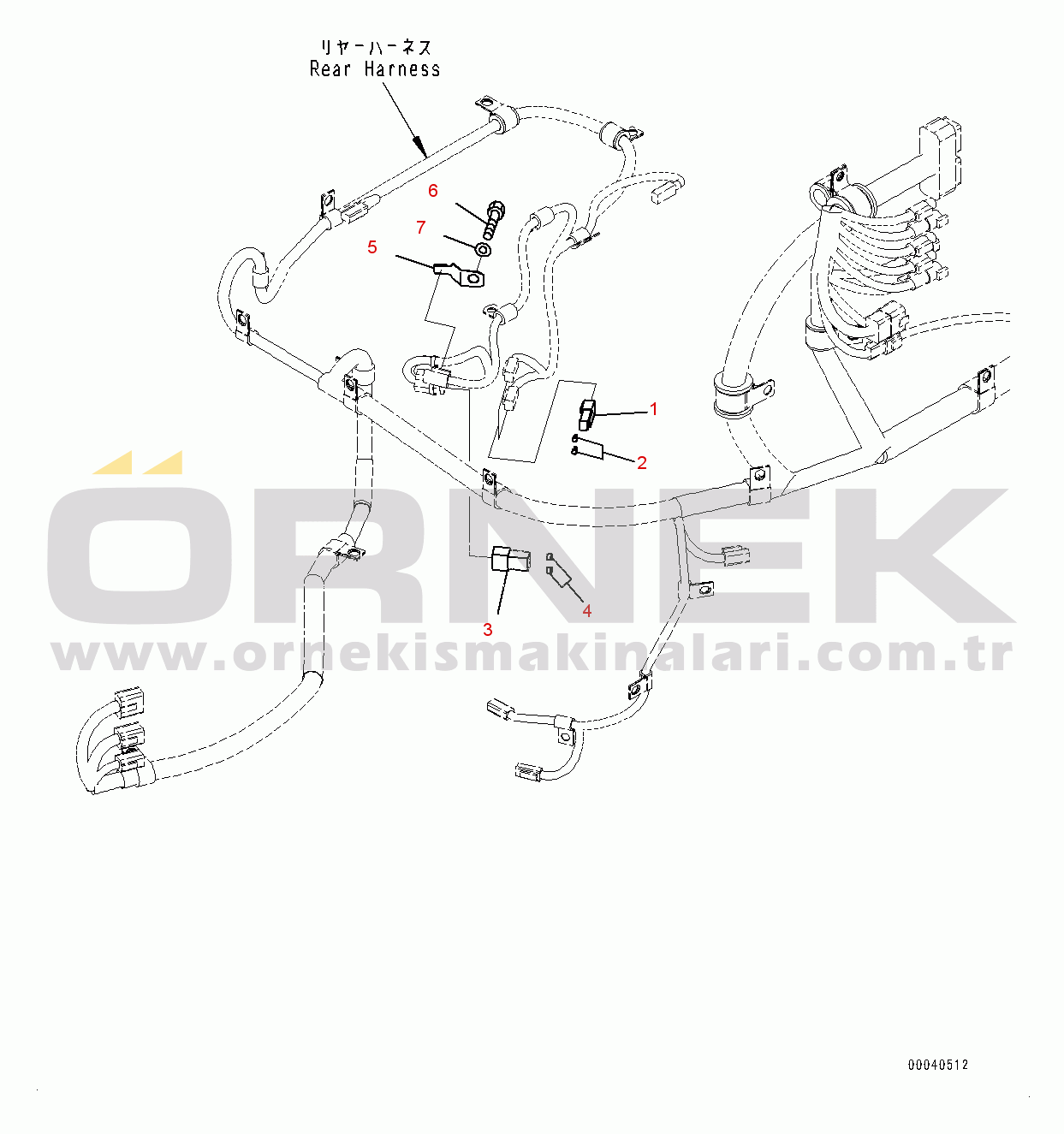Komatsu WA380-6 S/N 65949-UP Rear Wiring Harness, Cap (#65949-)