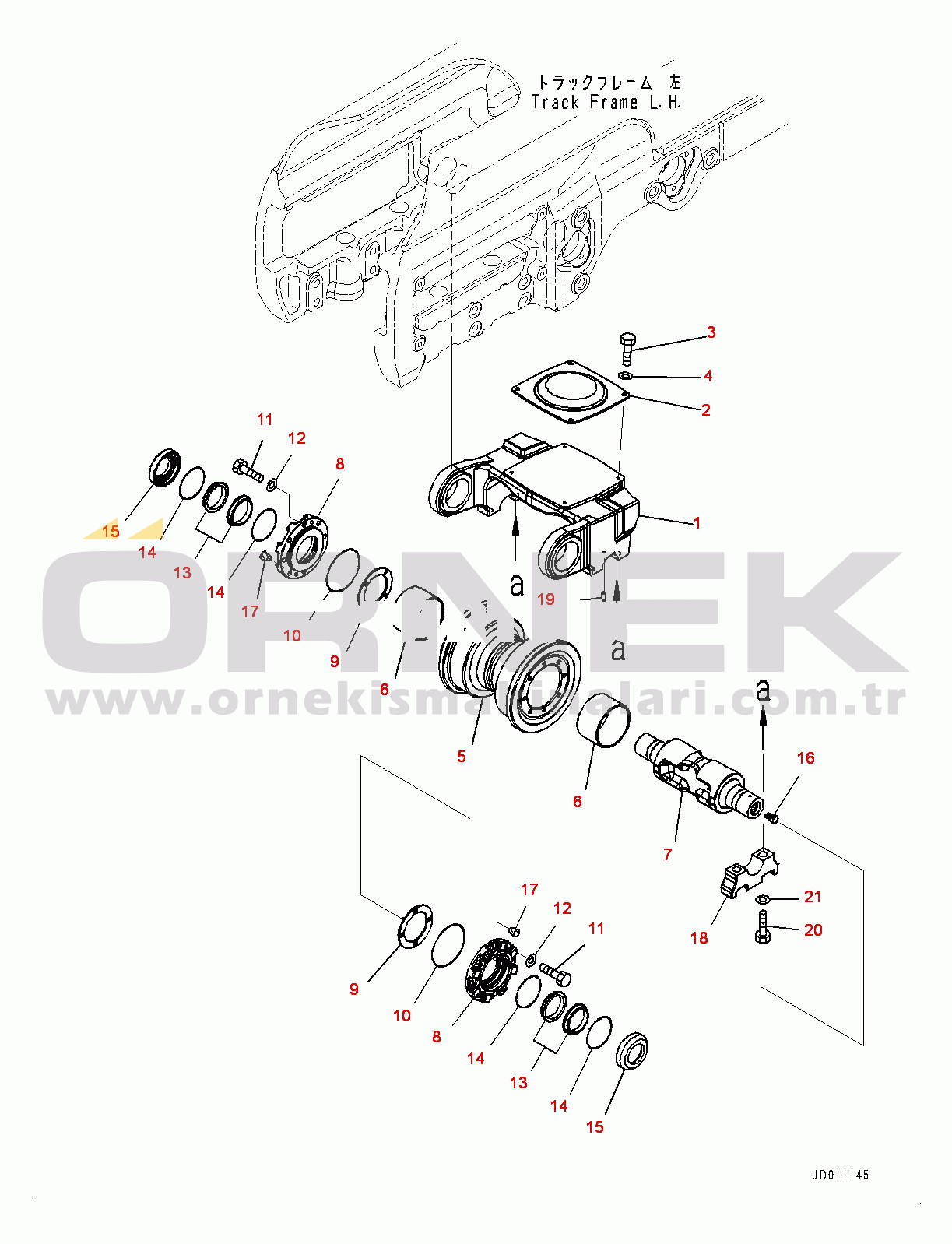 Komatsu D155AX-6 S/N 81028-UP Track Frame, Front Bogie, L.H. (#81028-81149)