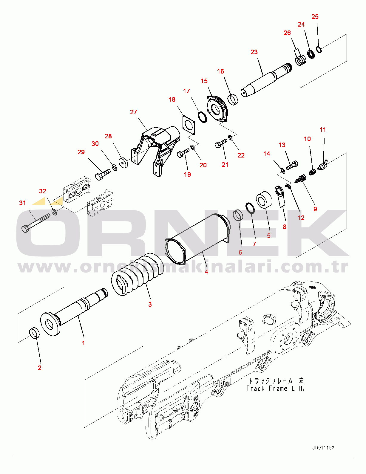 Komatsu D155AX-6 S/N 81028-UP Track Frame, Recoil Spring, L.H. (#81028-81149)