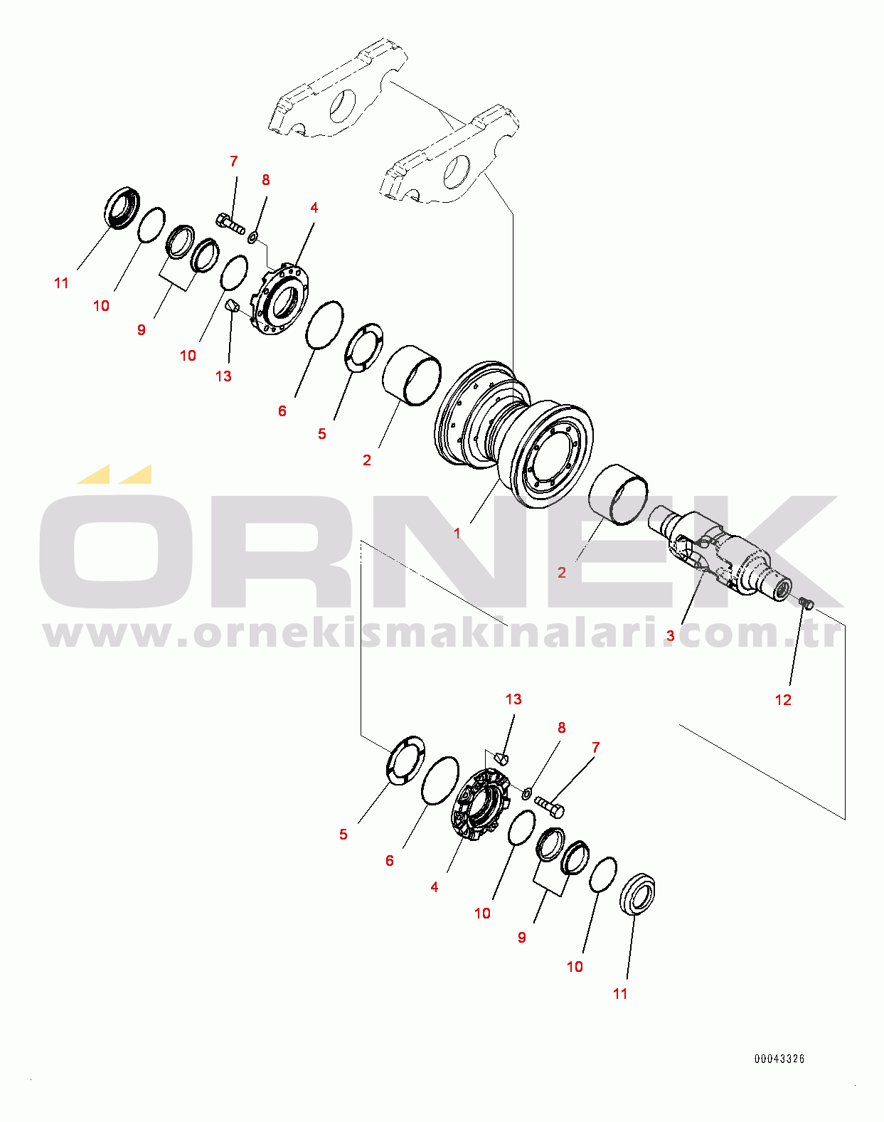 Komatsu D155AX-6 S/N 81028-UP Track Frame, Track Roller, L.H. (1/2) (#81028-81149)