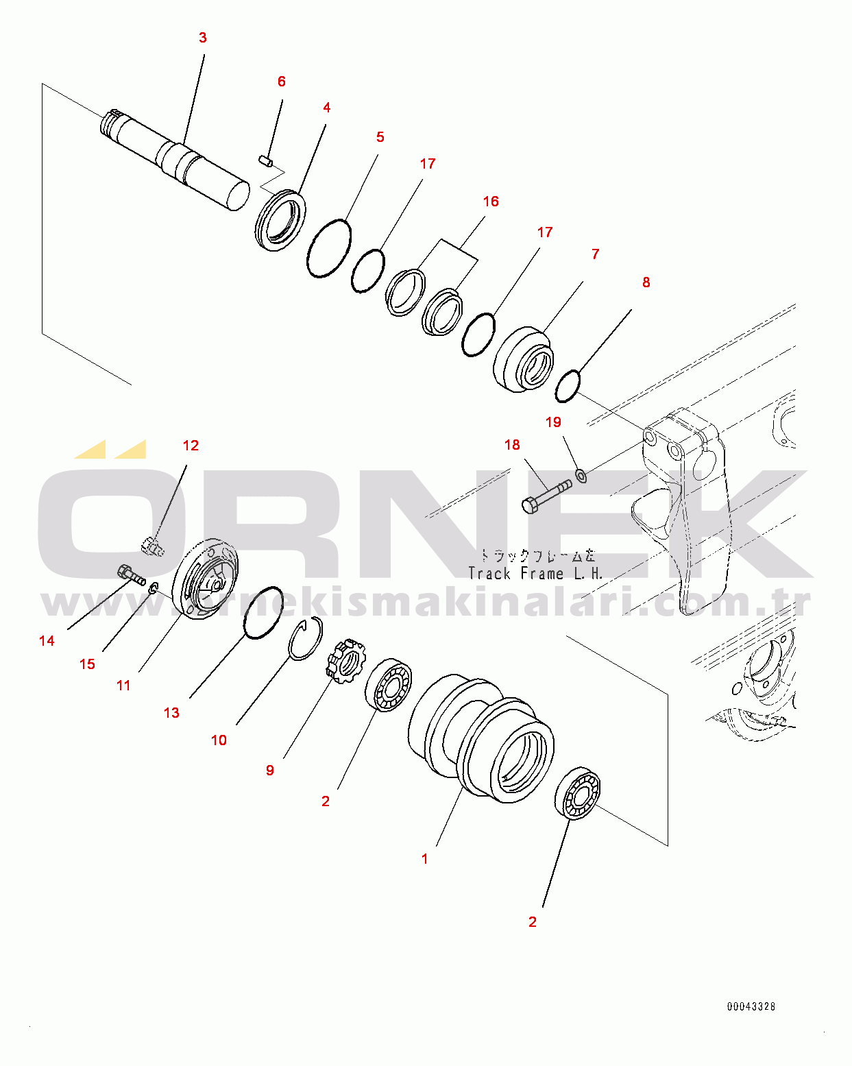 Komatsu D155AX-6 S/N 81028-UP Track Frame, Carrier Roller, L.H. (#81028-81149)