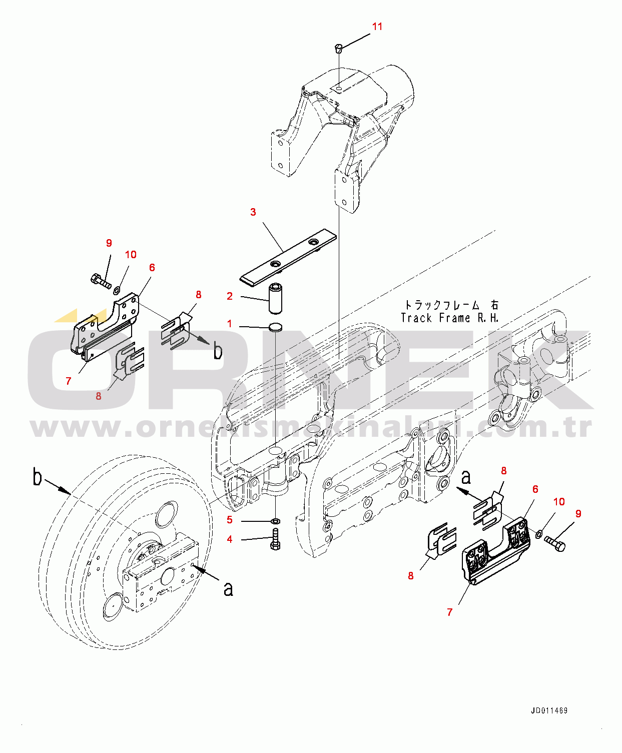 Komatsu D155AX-6 S/N 81028-UP Track Frame, Guide Plate, R.H. (#81028-81149)