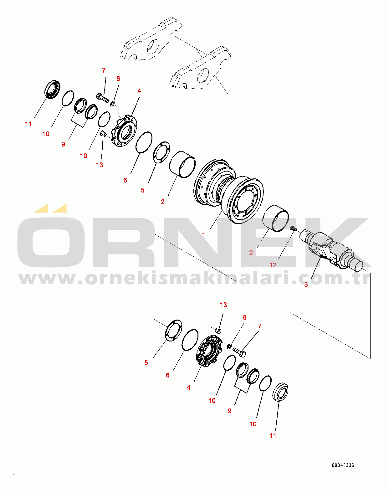 Komatsu D155AX-6 S/N 81028-UP Track Frame, Track Roller, R.H. (1/2) (#81028-81149)