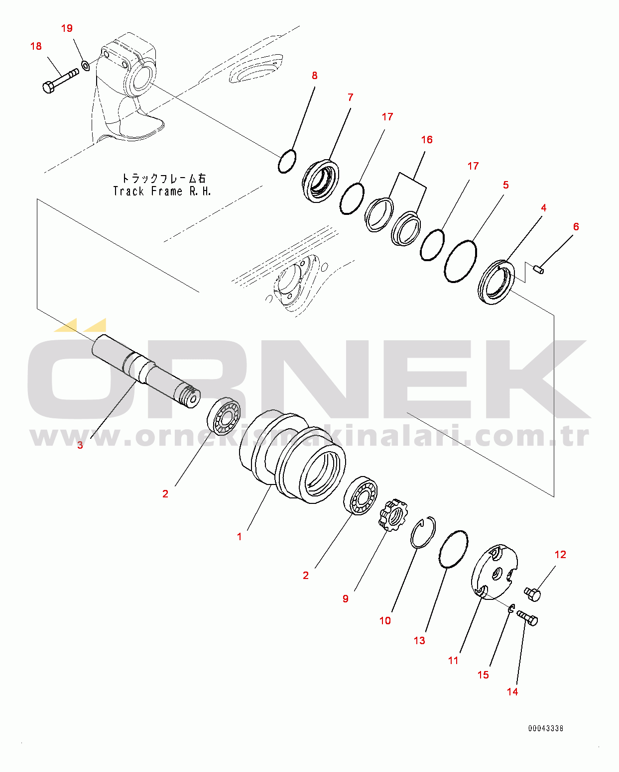 Komatsu D155AX-6 S/N 81028-UP Track Frame, Carrier Roller, R.H. (#81028-81149)