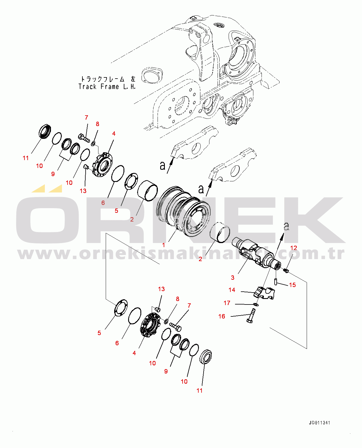 Komatsu D155AX-6 S/N 81028-UP Track Frame, Track Roller, L.H. (2/2) (#81028-81149)