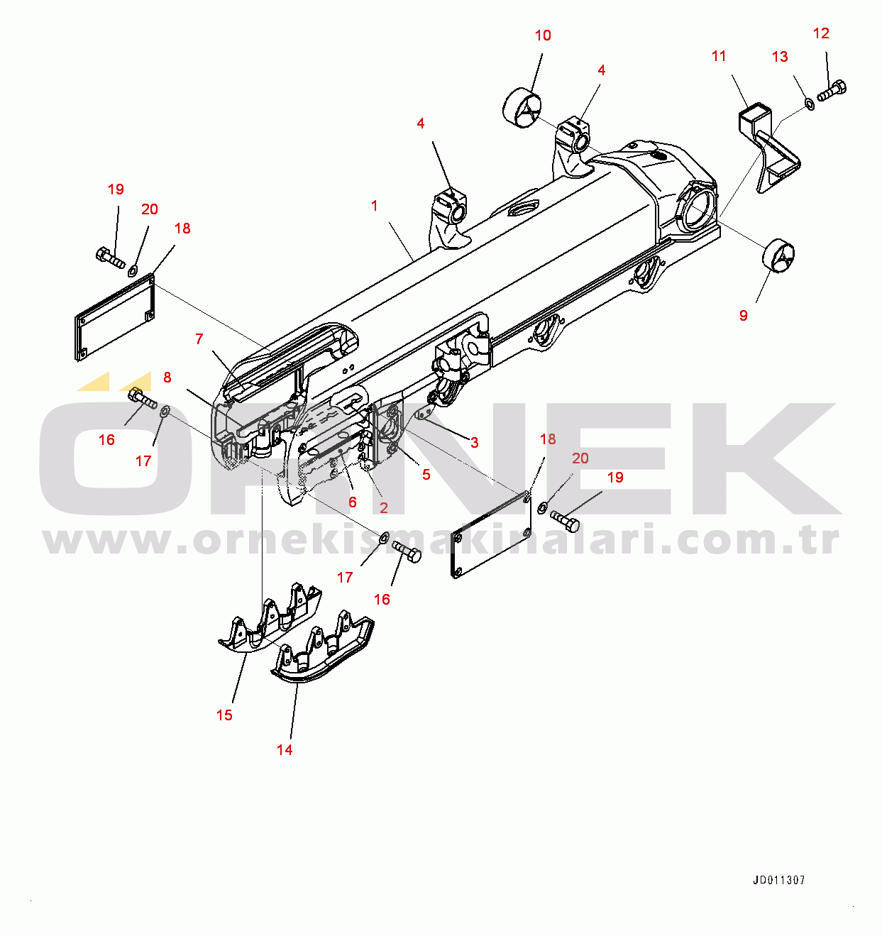 Komatsu D155AX-6 S/N 81028-UP Track Frame, Frame R.H. (#81028-81149)