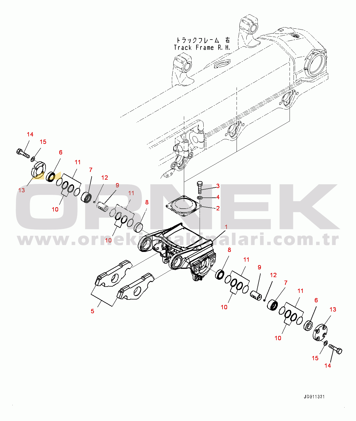 Komatsu D155AX-6 S/N 81028-UP Track Frame, Bogie, R.H. (#81028-81149)