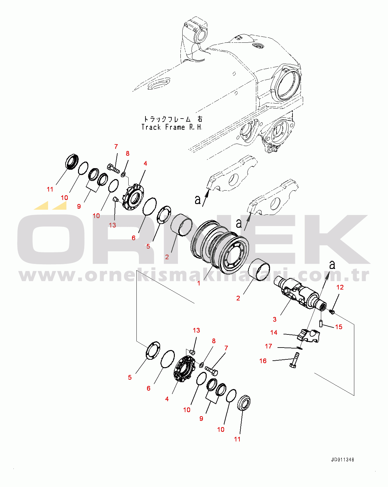 Komatsu D155AX-6 S/N 81028-UP Track Frame, Track Roller, R.H. (2/2) (#81028-81149)