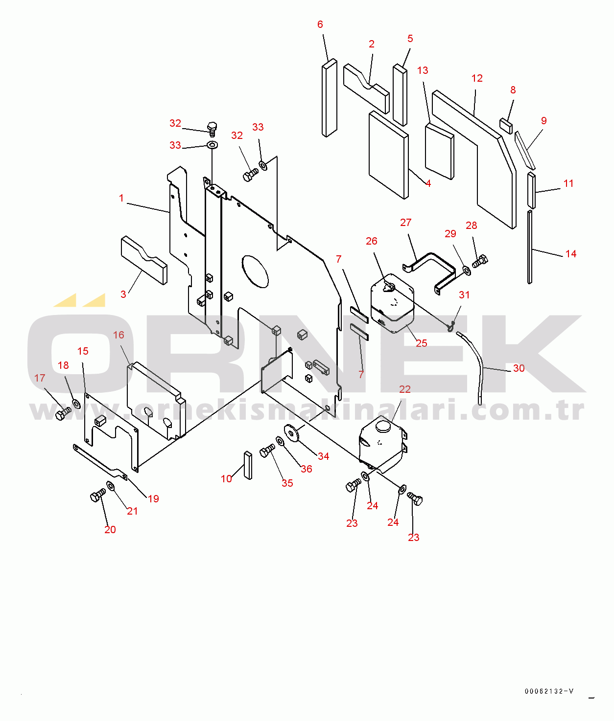Komatsu PC270LC-8 S/N 30117-UP Machine Cab Partition, L.H. (#30117-30118)