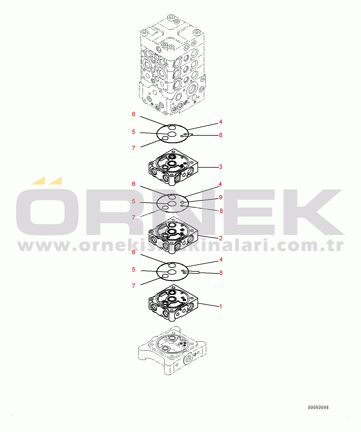 Komatsu PC138US-8 S/N 24510-UP Control Valve, Inner Parts (9/24) (#24510-)