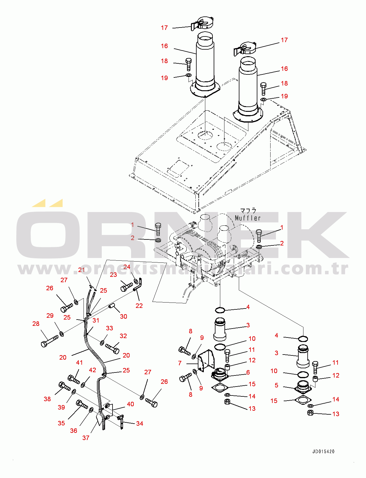 Komatsu PC2000-8 S/N 20196-UP Air Intake and Exhaust, Pipe and Hose (#20196-20363)