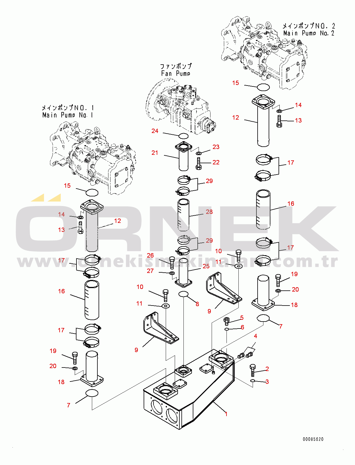 Komatsu PC2000-8 S/N 20196-UP Suction Piping, Engine Side (#20196-)