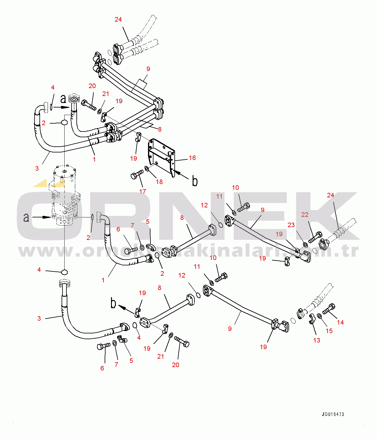 Komatsu PC2000-8 S/N 20196-UP Travel Piping, Hose (1/3) (#20196-)
