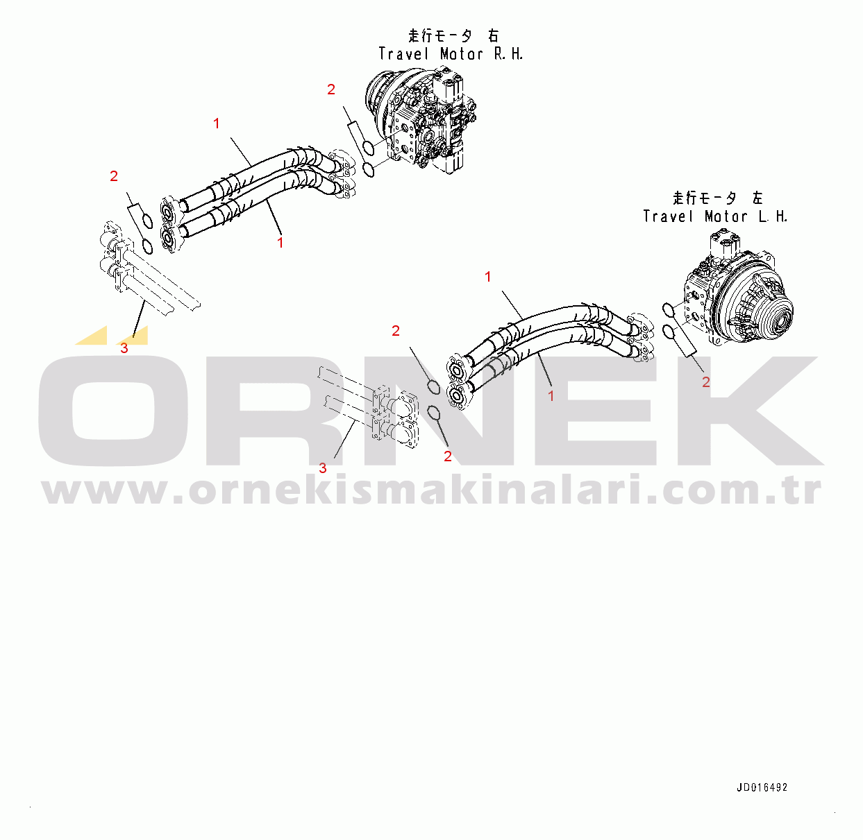 Komatsu PC2000-8 S/N 20196-UP Travel Piping, Hose (3/3) (#20196-)