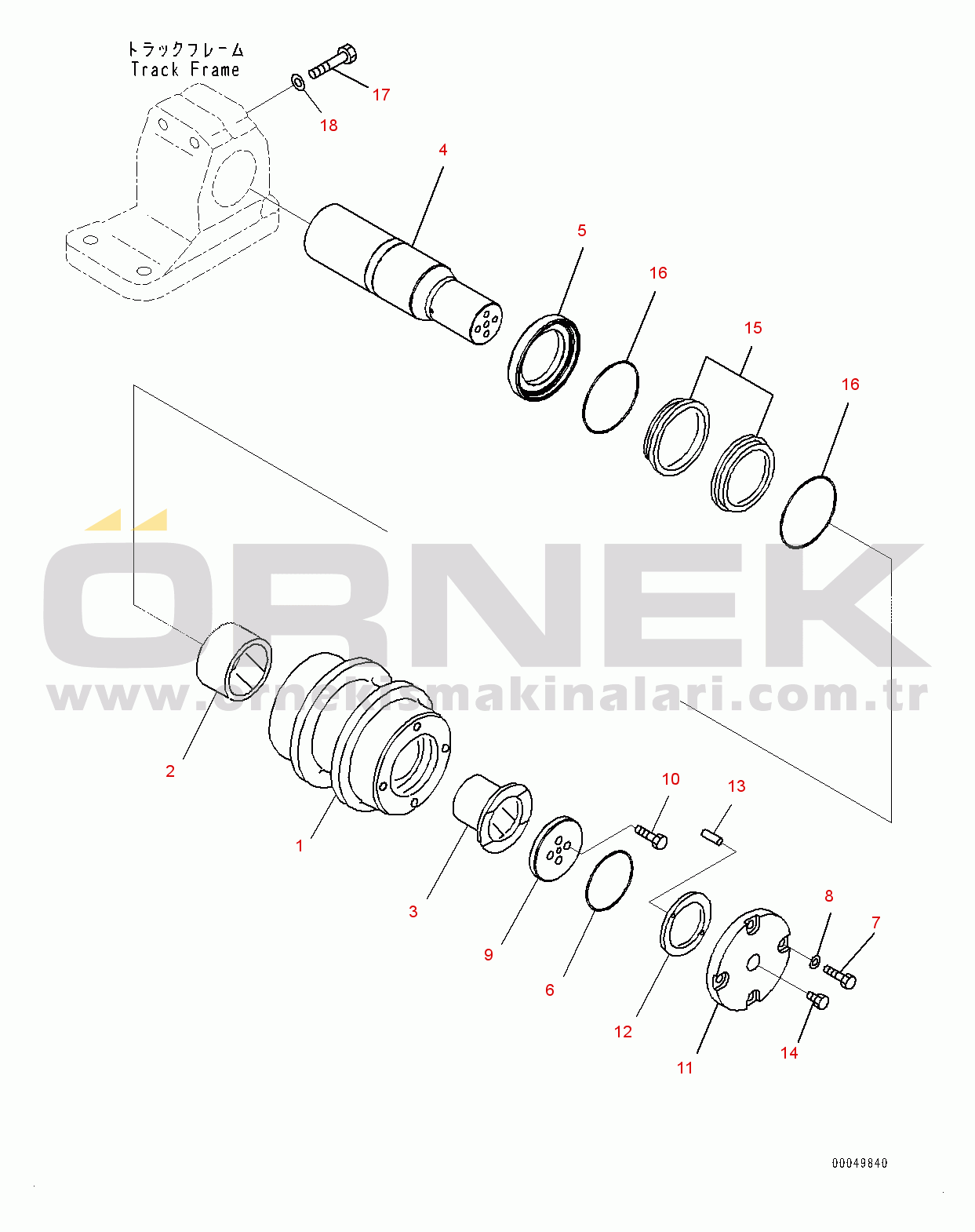 Komatsu PC2000-8 S/N 20196-UP Carrier Roller (#20196-)