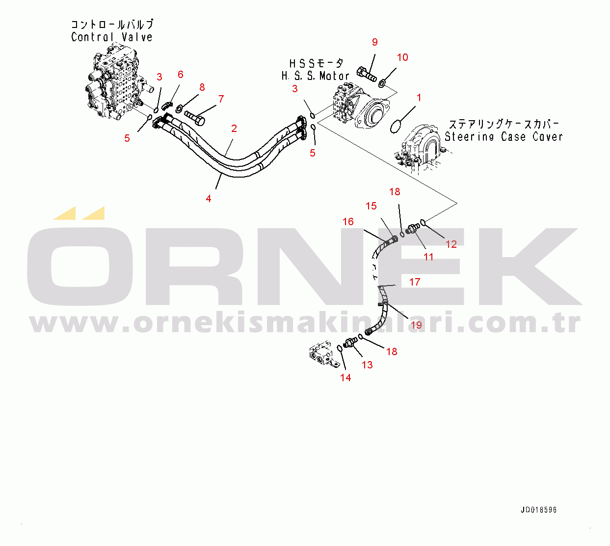 Komatsu D85PX-15E0 S/N 11609-UP (ecot3) Power Train Oil Cooler Piping, HSS Motor Piping (2/2) (#11609-)