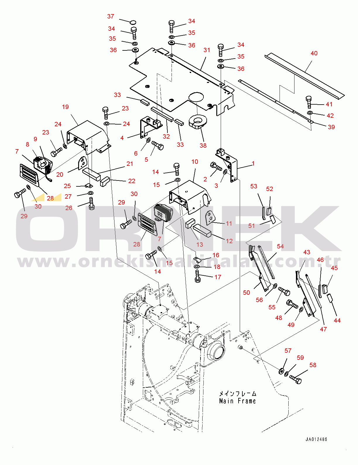 Komatsu D85EX-15E0 S/N 11609-UP (ecot3) Radiator Guard, Head Lamp (#11932-)