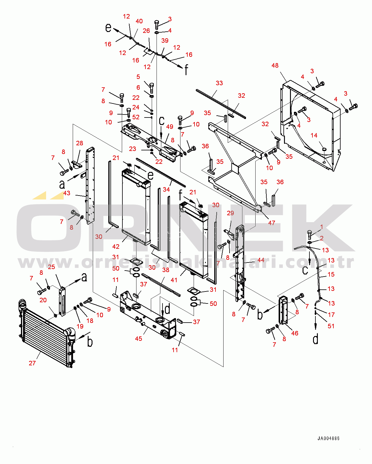 Komatsu WA500-6 S/N 55479-UP (ecot3, For EU) Radiator, Radiator Core (#55489-56169)