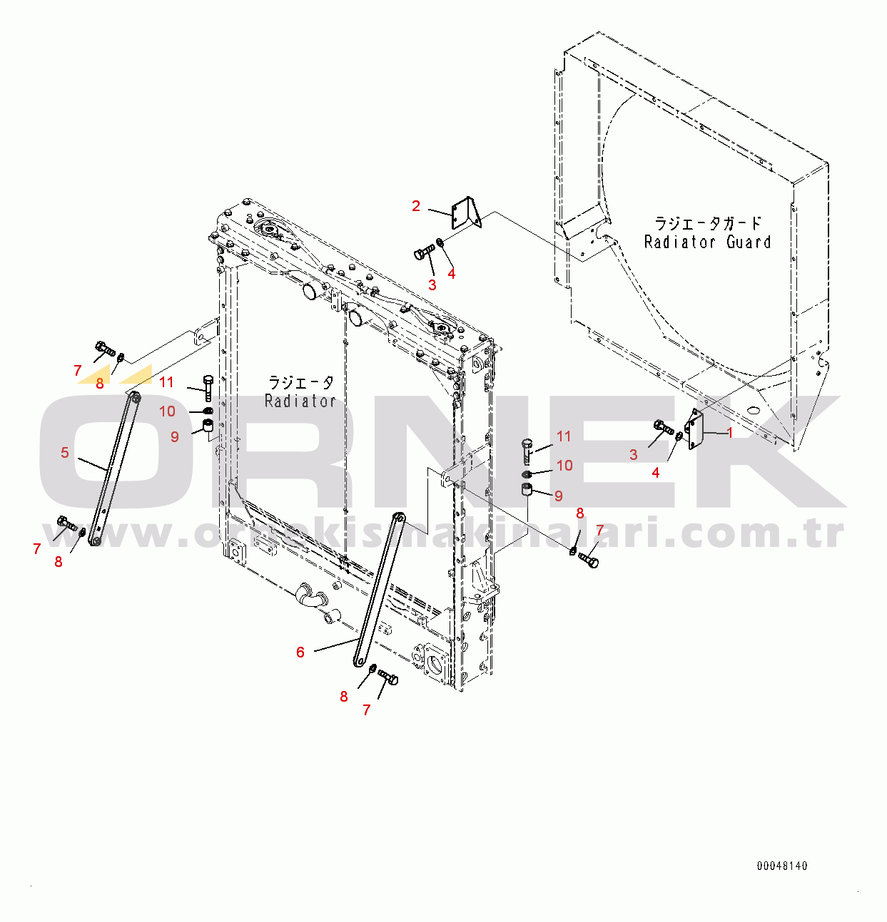 Komatsu WA500-6 S/N 55479-UP (ecot3, For EU) Radiator, Radiator Mounting (#55479-)
