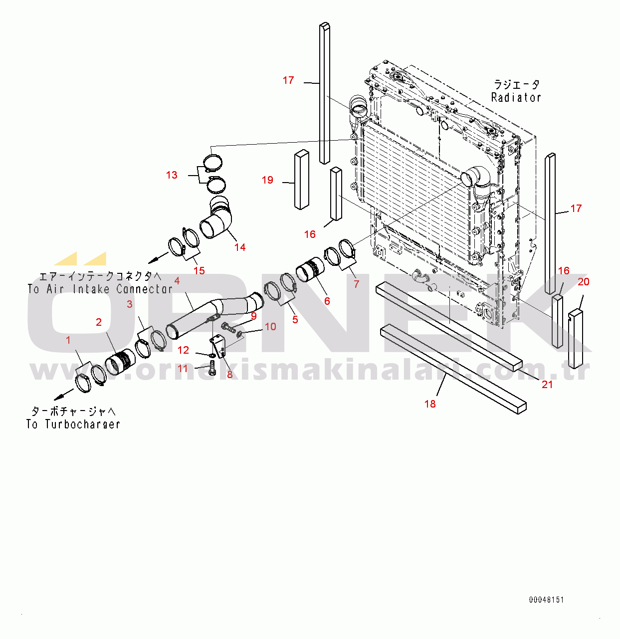 Komatsu WA500-6 S/N 55479-UP (ecot3, For EU) Radiator, Aftercooler Piping (#55479-)