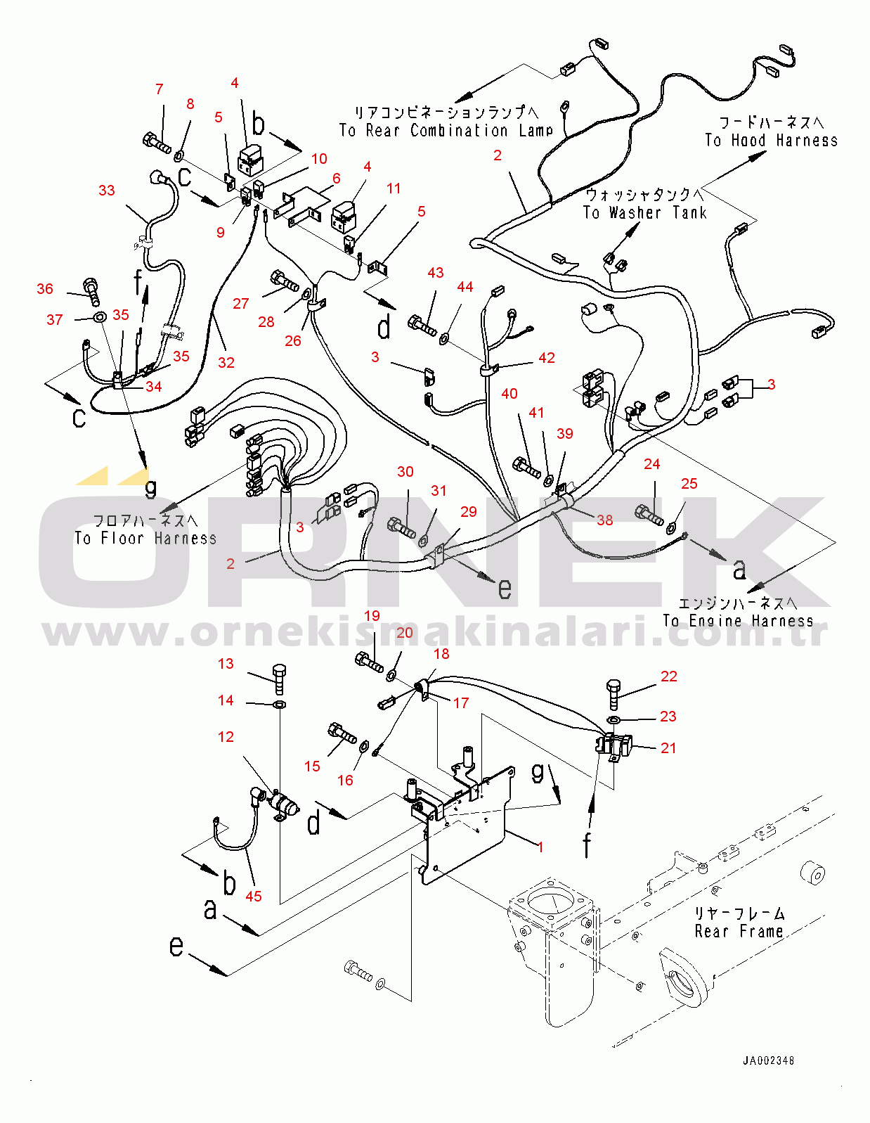 Komatsu WA150PZ-6 S/N 80001-UP Rear Electric Wiring Harness, Wiring Harness (1/2) (#80001-)
