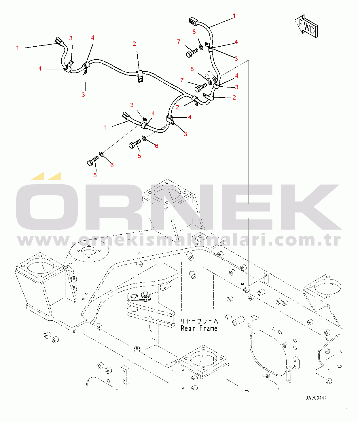 Komatsu WA150PZ-6 S/N 80001-UP Rear Electric Wiring Harness, Emergency Steering Wiring Harness (#80001-)